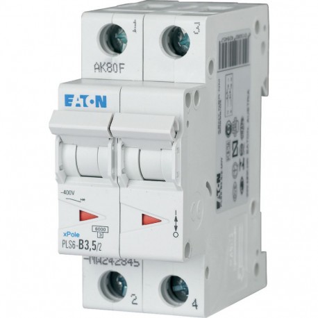 PLS6-B3,5/2-MW 242845 EATON ELECTRIC Int. magnetotérmico, 2P, curva B, 3,5A