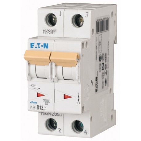PLS6-B12/2-MW 242851 EATON ELECTRIC Over current switch, 12A, 2 p, type B characteristic