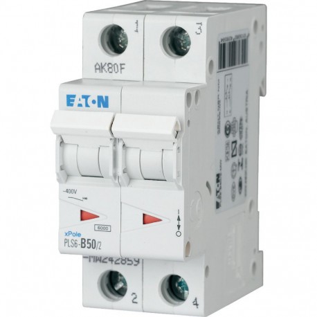 PLS6-B50/2-MW 242859 Y7-242859 EATON ELECTRIC MCB, 2P, courbe B, 50A