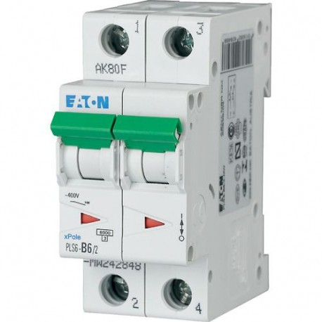 PLS6-D6/2-MW 242897 EATON ELECTRIC Over current switch, 6A, 2 p, type D characteristic