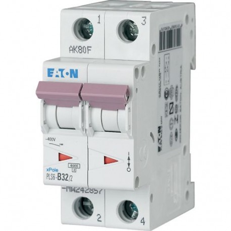 PLS6-D32/2-MW 242906 Y7-242906 EATON ELECTRIC Interruttore protettore 32A 2p curva caratteristica D