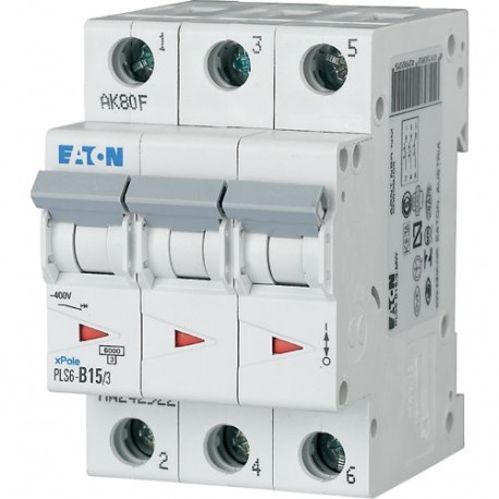 PLS6-B15/3-MW 242922 EATON ELECTRIC Disjoncteur modulaire 15A 3p courbe B