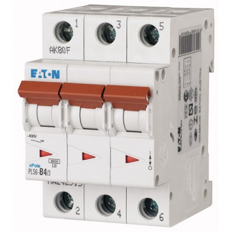 PLS6-C4/3-MW 242941 EATON ELECTRIC Перегрузки по току выключателя, 4А, 3 р, тип C характеристики