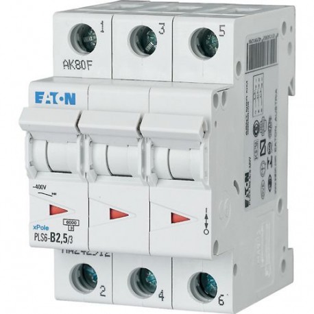 PLS6-D2,5/3-MW 242961 EATON ELECTRIC Int. magnetotérmico, 3P, curva D, 2,5A