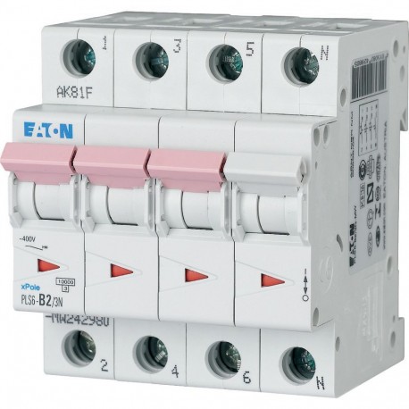 PLS6-B2/3N-MW 242980 EATON ELECTRIC Int. magnetotérmico, 3P+N, curva B, 2A