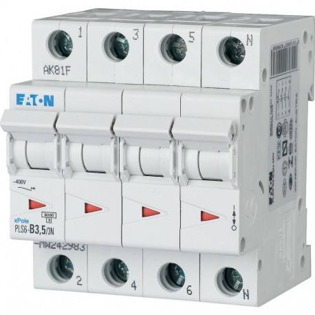 PLS6-B3,5/3N-MW 242983 EATON ELECTRIC Int. magnetotérmico, 3P+N, curva B, 3,5A