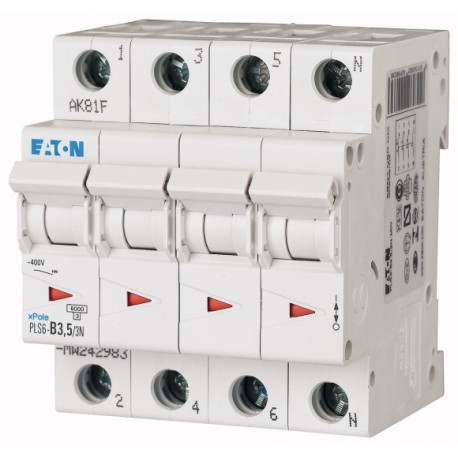 PLS6-B3,5/3N-MW 242983 EATON ELECTRIC LS-Schalter, 3,5A, 3p + N, B-Char