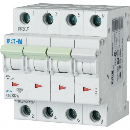 PLS6-B8/3N-MW 242987 EATON ELECTRIC PLS6-B8/3N INT. MT 6KA 3P+N B 8A