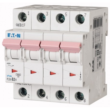 PLS6-C2/4-MW 243075 EATON ELECTRIC Int. magnetotérmico, 4P, curva C, 2A