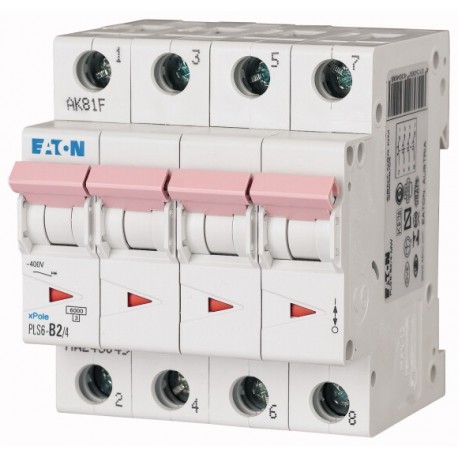 PLS6-C2/4-MW 243075 EATON ELECTRIC Over current switch, 2A, 4 p, type C characteristic
