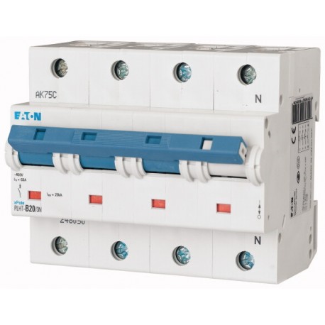 PLHT-B20/3N 248050 EATON ELECTRIC Interruttore LS, 20A, 3Np, curva caratteristica B, AC