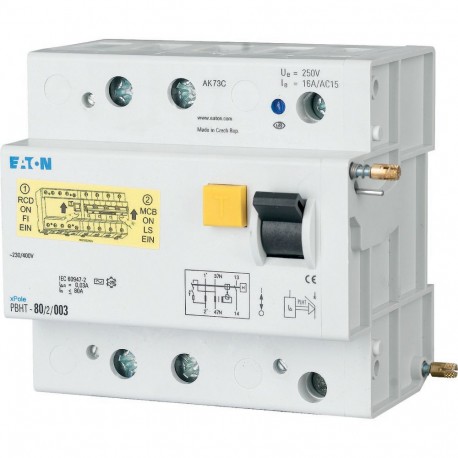 PBHT-80/2/003 248818 EATON ELECTRIC Bloque Diferencial 2P, 80A, 30mA, para PLHT