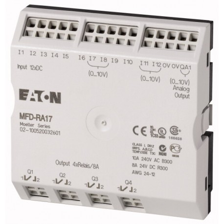 MFD-RA17 265364 0004519706 EATON ELECTRIC E/A-Modul für MFD-Titan MFD-CP8/CP10, 24VDC, 12DI(4AI), 4DO-Relais..