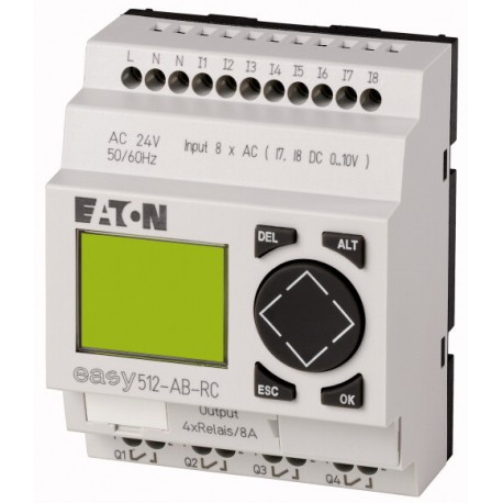 EASY512-AB-RC 274101 0004519750 EATON ELECTRIC Реле управления 24 В перем. тока 8DI(2AI) реле 4DO дисплей ча..