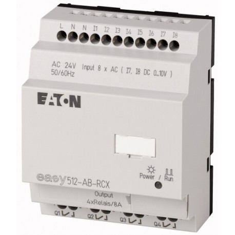 EASY512-AB-RCX 274102 0004519751 EATON ELECTRIC Relé programable Easy500 24 V AC 8 ED(2EA), 4SR Sin Pantalla..