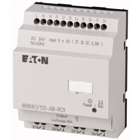 EASY512-AB-RCX 274102 0004519751 EATON ELECTRIC Steuerrelais, 24VAC, 8DI(2AI), 4DO-Relais, Uhr