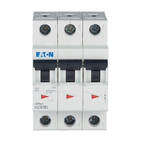 FAZ-K16/3 278911 EATON ELECTRIC Miniature circuit breaker (MCB), 16A, 3p, K-Char, AC