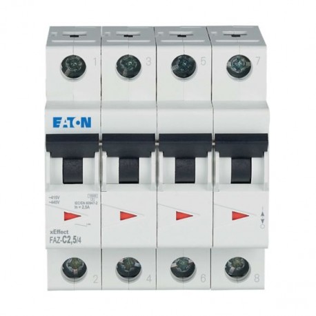 FAZ-C2,5/4 279050 Y7-279050 EATON ELECTRIC Interruttore protettore, 2,5A, 4p, curva caratteristica C
