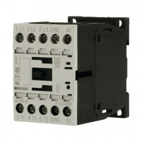 DILM15-01(230V50/60HZ) 290101 XTCE015B01G2 EATON ELECTRIC Contactor, 3p+1N/C, 7.5kW/400V/AC3