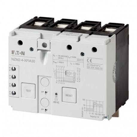 NZM2-4-XFIA30 292345 Y7-292345 EATON ELECTRIC Detección fallo a tierra 30mA sensitivo DC, 4P