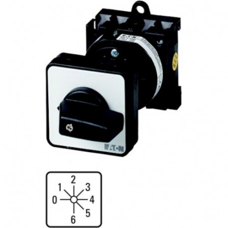 T0-3-8244/Z 015122 Y7-15122 EATON ELECTRIC Commutateurs à gradins, Contacts: 6, 20 A, plastron: 0-6, 45 °, 6..