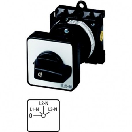 T0-2-15921/Z 076829 EATON ELECTRIC Spannungsmesserumschalter, Kontakte: 4, 20 A, 3 x Phase-N, Frontschild: 0..