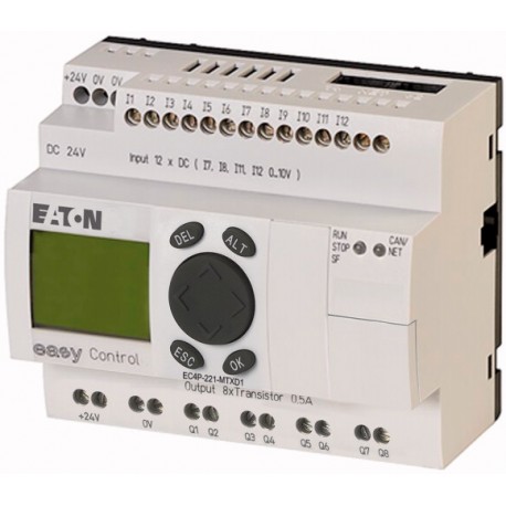 EC4P-221-MTXD1 106391 0004519732 EATON ELECTRIC PLC, 24VDC, 12DI(di cui 4AI), 8DO(T), CAN, display