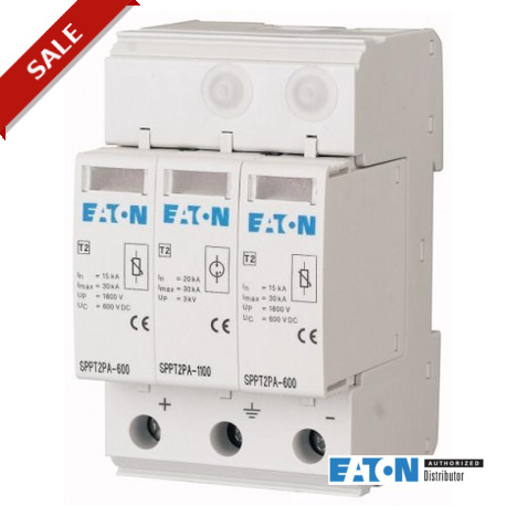 SPPT2PA-600-2+1PE 132661 Z-D80 EATON ELECTRIC Plug-in surge arrester, 600 V DC, 2+Npole, non-earthed