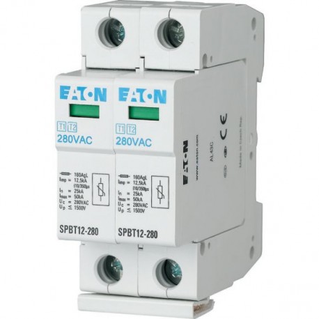 SPBT12-280/2 158309 Y7-158309 EATON ELECTRIC Set scaricatore da fulmine/da sovratensione, TN-S-Set, 2p