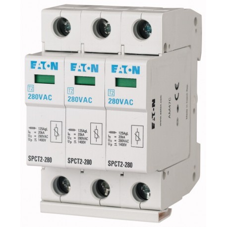 SPCT2-580/3 167615 EATON ELECTRIC Protección de sobretensiones con cartuchos, 3P, 580VAC, 3 x 20 kA