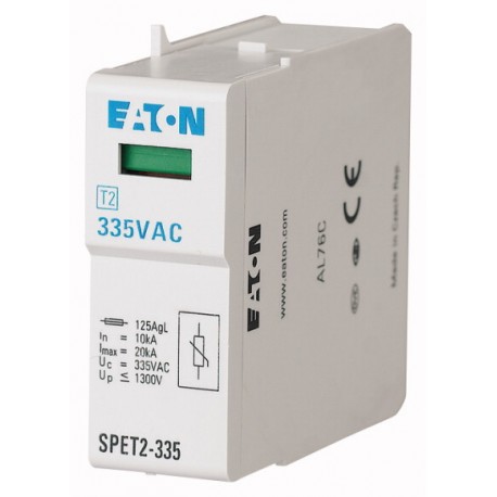 SPET2-335 168694 EATON ELECTRIC Protección de sobretensiones con cartuchos, 335VAC, 4, 5 kA