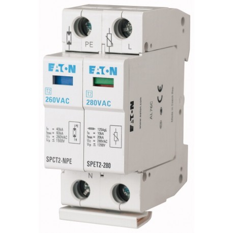 SPET2-280/1+NPE 168699 SPET2-280/1NPE EATON ELECTRIC Protección de sobretensiones completo, 1P+N, 280VAC, 4,..