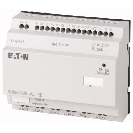 EASY618-AC-RE 212314 0004520945 EATON ELECTRIC I/O expansion, 240VAC, 12DI, 6DO relays, easyLink