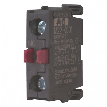 M22-KC01 216382 Y7-216382 EATON ELECTRIC M22-back 1NC KC01Q Contato auxiliar