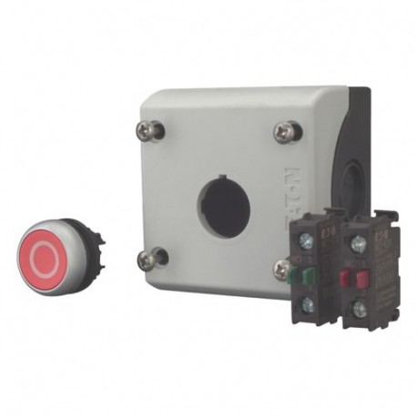 M22-D-R-X0/KC11/I 216521 Y7-216521 EATON ELECTRIC M22-DR-X0-KC11-IQ botão Vermelho (0) no Box + (1C + 1A)