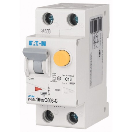 PKNM-16/1N/C/003-G-MW 236221 Y7-236221 EATON ELECTRIC FI/LS 16A 30mA curva caratteristica LS: C 1p+N curva c..