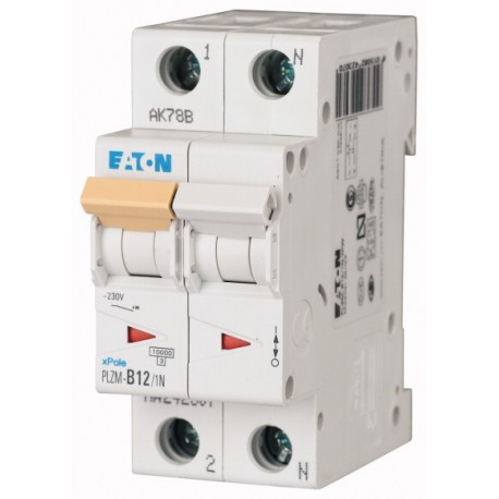 PLZM-C12/1N-MW 242333 EATON ELECTRIC Miniature circuit breaker (MCB), 12A, 1pole+N, type C characteristic