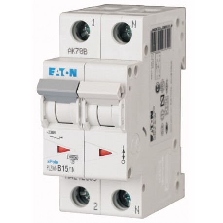 PLZM-C15/1N-MW 242335 EATON ELECTRIC Miniature circuit breaker (MCB), 15A, 1pole+N, type C characteristic