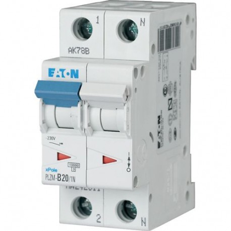 PLZM-C20/1N-MW 242337 EATON ELECTRIC За текущий переключатель, 20А, 1pole + N, тип С характерным