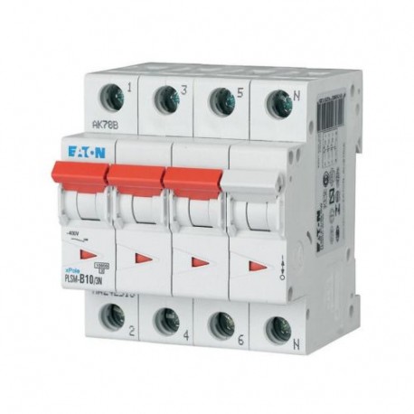 PLSM-B10/3N-MW 242513 Y7-242513 EATON ELECTRIC Interruttore protettore, 10A, 3p+N, curva caratteristica B