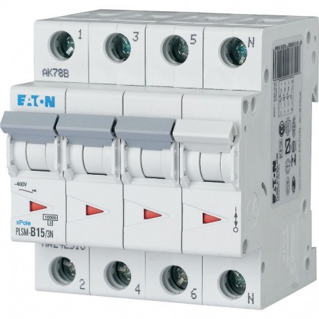 PLSM-B15/3N-MW 242516 EATON ELECTRIC Interruttore protettore 15A 3p+N curva caratteristica B
