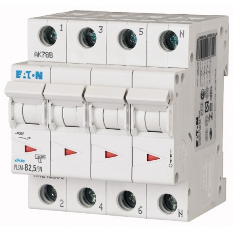 PLSM-C2,5/3N-MW 242532 EATON ELECTRIC Miniature circuit breaker (MCB), 2, 5 A, 3pole+N, type C characteristic