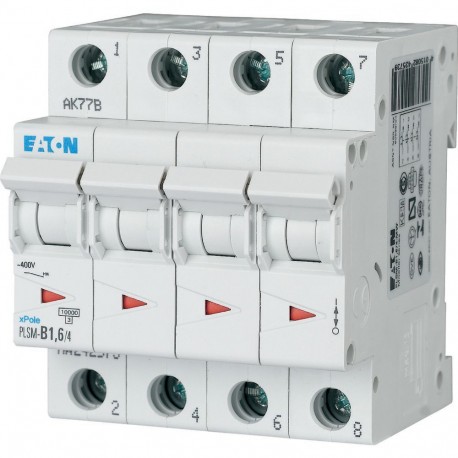 PLSM-B1,6/4-MW 242573 EATON ELECTRIC Miniature circuit breaker (MCB), 1, 6 A, 4 p, type B characteristic