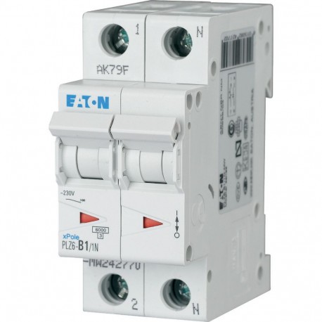 PLZ6-B1/1N-MW 242770 EATON ELECTRIC Disjoncteur modulaire 1A 1p+N car. B