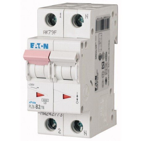 PLZ6-B2/1N-MW 242773 EATON ELECTRIC LS-Schalter, 2A, 1P + N, B-Char