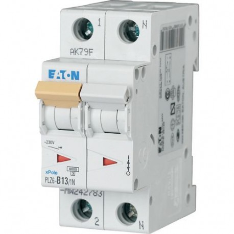 PLZ6-C13/1N-MW 242809 EATON ELECTRIC За текущий переключатель, 13А, 1pole + N, тип С характерным