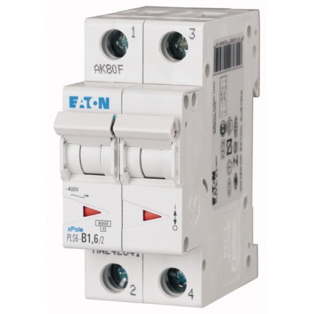 PLS6-B1,6/2-MW 242841 EATON ELECTRIC Over current switch, 1, 6 A, 2 p, type B characteristic