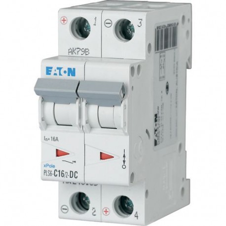 PLS6-C16/2-DC-MW 243135 0001609290 EATON ELECTRIC Over current switch, 16A, 2p, type C characteristic, DC