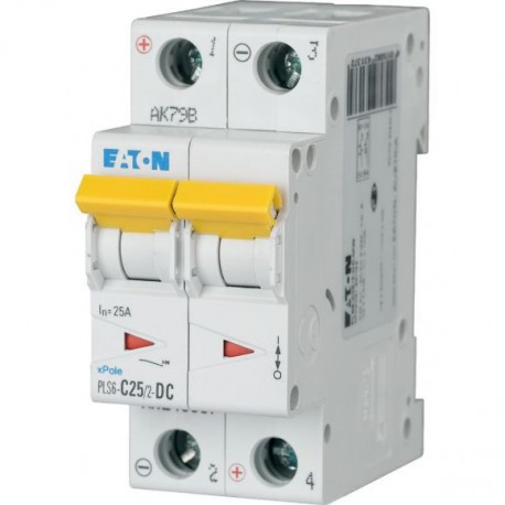PLS6-C25/2-DC-MW 243137 0001609292 EATON ELECTRIC Защитный выключатель LS, 25A, 2-пол., C-Char, пост. ток (d..