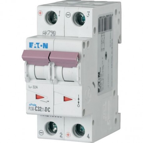 PLS6-C32/2-DC-MW 243138 1609293 EATON ELECTRIC Over current switch, 32A, 2p, type C characteristic, DC